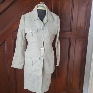 Ben & Elle New York Womens Linen Suit Set With Mother Of Pearl Buttons Size 4